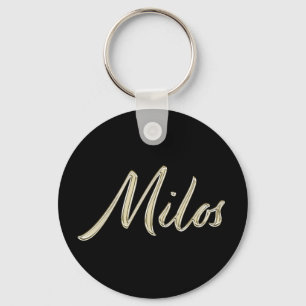 Milos Name whitegold Button Schlüsselanhänger Sleutelhanger
