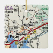 Milton Florida Map Keramisch Ornament (Achterkant)