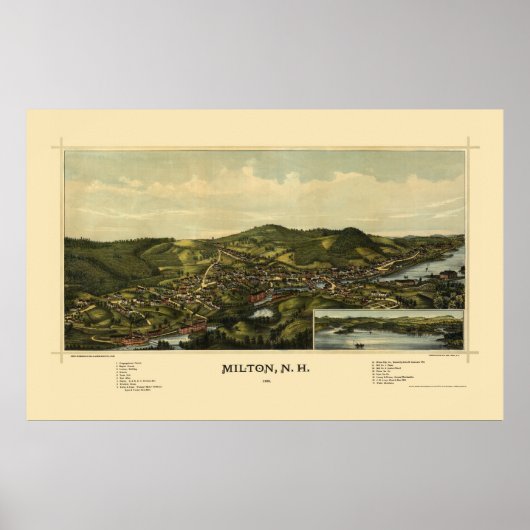 Milton, NH Panoramic Map - 1888 Poster (Voorkant)