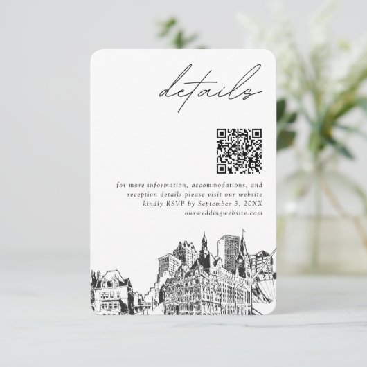 Milwaukee Bruiloft Moderne Details QR Code Informatiekaartje (Staand voorkant)
