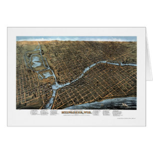 Milwaukee, carte panoramique de WI - 1872