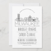 Milwaukee Mariage | Invitation Skyline stylisée (Devant)