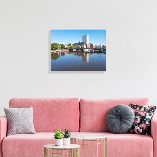 Milwaukee River Front en State Street Bridge Canvas Afdruk (Insitu (Woonkamer))