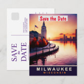 Milwaukee Riverfront Sunset trouwuitnodiging Save The Date (Voorkant / Achterkant)