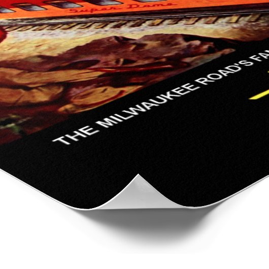 Milwaukee Road, affiche de voyage ferroviaire. (Coin)