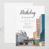 Milwaukee Skyline Anniversaire Weekend Invitation (Devant / Derrière)