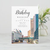 Milwaukee Skyline Birthday Weekend Invitation Kaart (Staand voorkant)