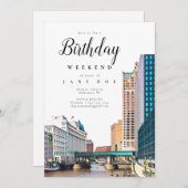 Milwaukee Skyline Birthday Weekend Invitation Kaart (Voorkant / Achterkant)