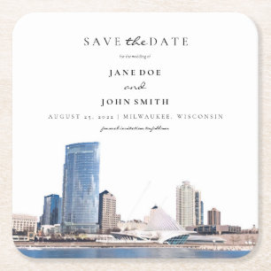 Milwaukee Skyline Paper Onderzetter Save the Date