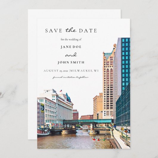 Milwaukee Skyline plat Enregistrer la carte Date (Devant / Derrière)