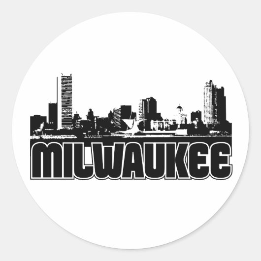 Milwaukee Skyline Ronde Sticker (Voorkant)