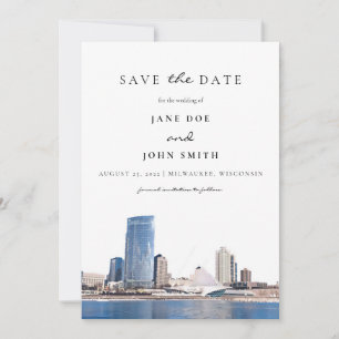 Milwaukee Skyline vlak Save the Date Kaart