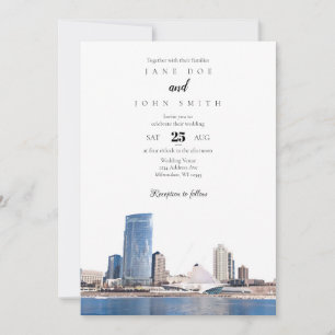 Milwaukee Skyline Wedding Invitation Kaart