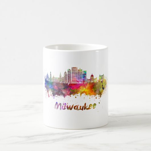Milwaukee V2 skyline in watercolor Koffiemok (Center)