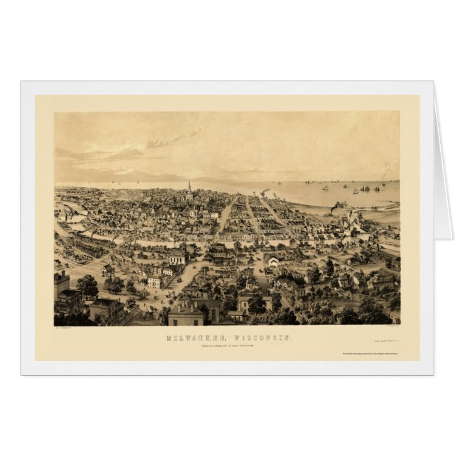Milwaukee, WI Panoramic Map - 1854 (Voorkant Horizontaal)