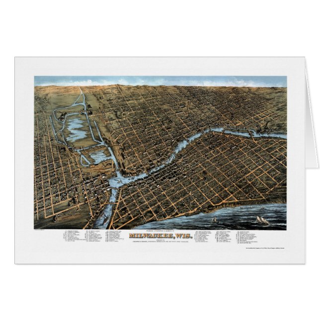 Milwaukee, WI Panoramic Map - 1872 (Voorkant Horizontaal)