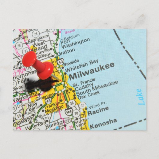 Milwaukee, Wisconsin Briefkaart (Voorkant)