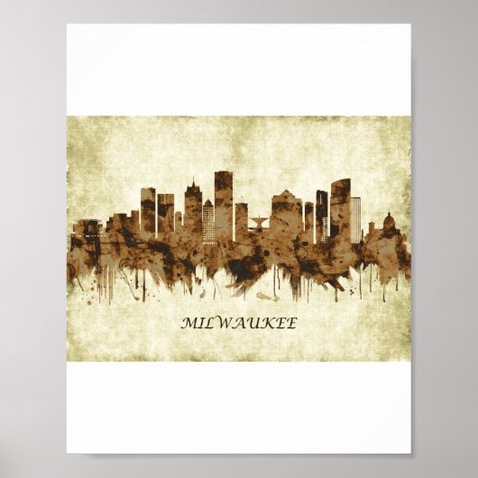 Milwaukee Wisconsin Cityscape Poster (Voorkant)