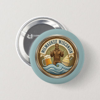 Milwaukee Wisconsin Embleem - Bronzen Fonz Ronde Button 5,7 Cm