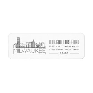 Milwaukee, Wisconsin gestileerde skyline   Etiket