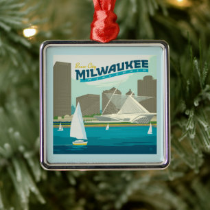 Milwaukee Wisconsin Harbor   Brew City Metalen Ornament