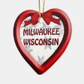 Milwaukee Wisconsin Heart Kerstannament Keramisch Ornament (Links)