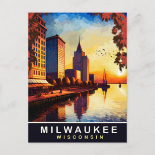 Milwaukee, Wisconsin, Stedelijk Waterfront, Reizen Briefkaart
