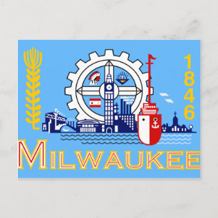 Milwaukee, Wisconsin, vlag van de Verenigde Staten Briefkaart