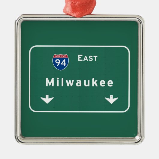 Milwaukee Wisconsin wi Interstate Highway Freeway Metalen Ornament (Voorkant)