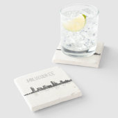 MILWAUKEE, WISCONSON SKYLINE STENEN ONDERZETTER (Zijkant)