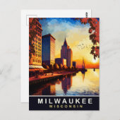 Milwaukee, Wisvonsin, Waterfront, Reizen Briefkaart (Voorkant / Achterkant)