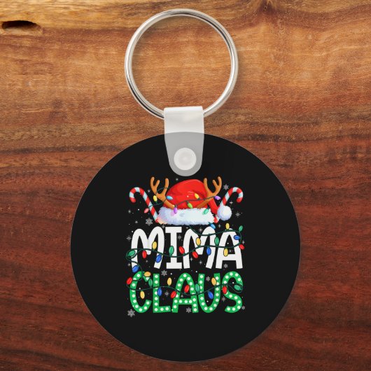 Mima Claus Christmas Lights Pajama Family Matching Sleutelhanger (Voorkant)