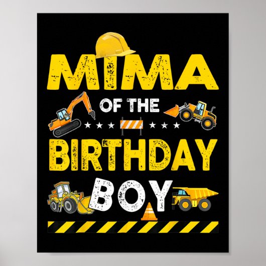 Mima van de verjaardag jongen bouwvakker geboorte poster (Voorkant)