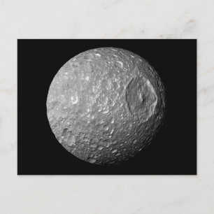 Mimas de maan van Saturnus van Cassini-ruimtevaart Briefkaart