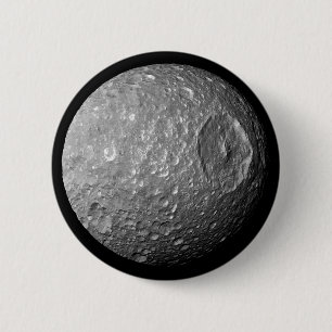 Mimas de maan van Saturnus van Cassini-ruimtevaart Ronde Button 5,7 Cm