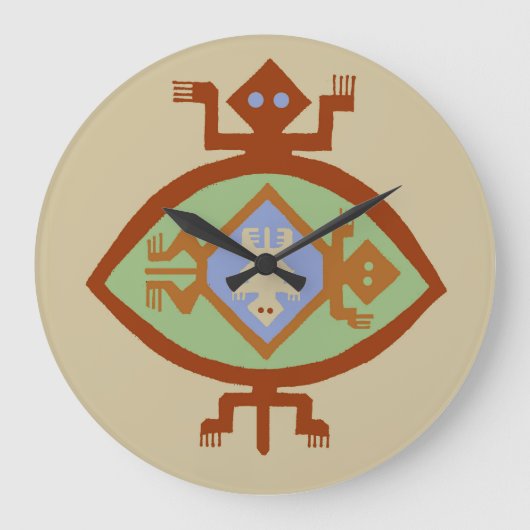 Mimbres Amérindiens Sud-Ouest Arrondi Mur Horloge (Recto)