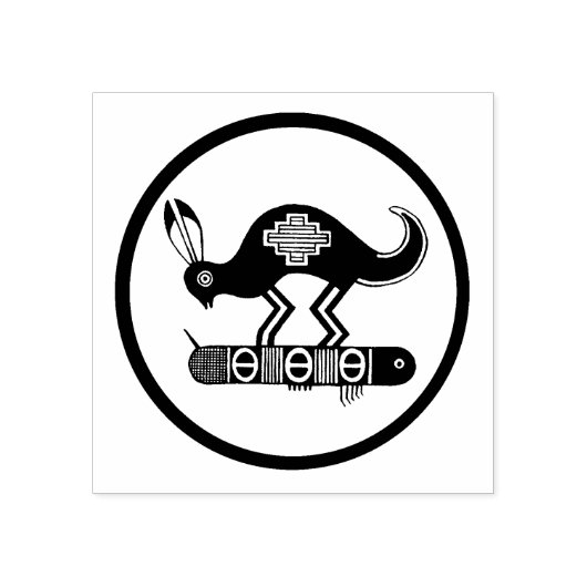 Mimbres Konijn ontwerp rubberen stempel (Afrduk)