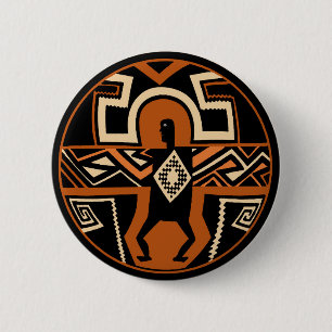 Mimbres krijger ronde button 5,7 cm