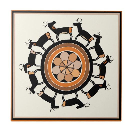 Mimbres Tribal Herten Ritueel Tegeltje (Voorkant)