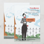 Mime Adore Birthday Party Invitation Kaart (Voorkant / Achterkant)