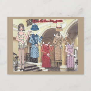 Mimi, Art Deco Lady of 1928 Paper Doll Postcard Briefkaart