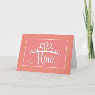 Mimi Birthday met Crown and Gold Kijk Stippen Kaart