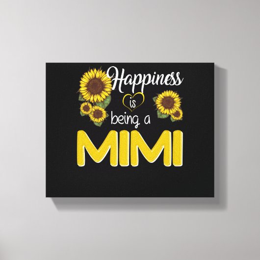 Mimi Gift | Geluk is een MiMi-zonnebloem Canvas Afdruk (Voorkant)