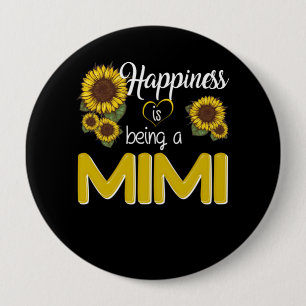 Mimi Gift   Geluk is een MiMi-zonnebloem Ronde Button 4,0 Cm