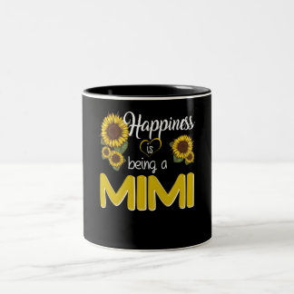 Mimi Gift | Geluk is een MiMi-zonnebloem Tweekleurige Koffiemok