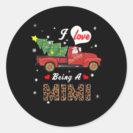 Mimi Lover | Ik hou van een Mimi-kerstboom Ronde Sticker (Voorkant)