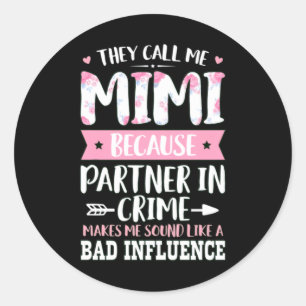 Mimi Partner In Crime Grappige Bloemige Oma Ronde Sticker