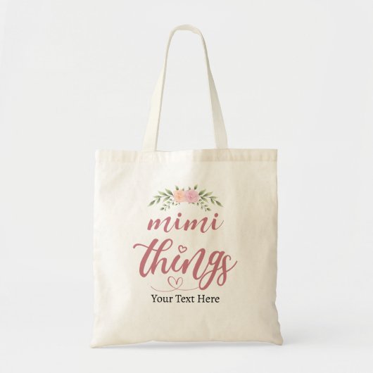 Mimi Things Custom Floral Gift van kleinkinderen Tote Bag (Voorkant)
