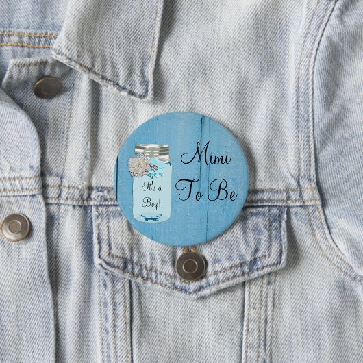 Mimi tot Blue Mason Jar Rustic Shabby Button (In situ)