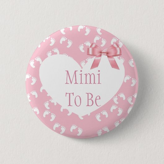Mimi tot roze Baby shower Button (Voorkant)